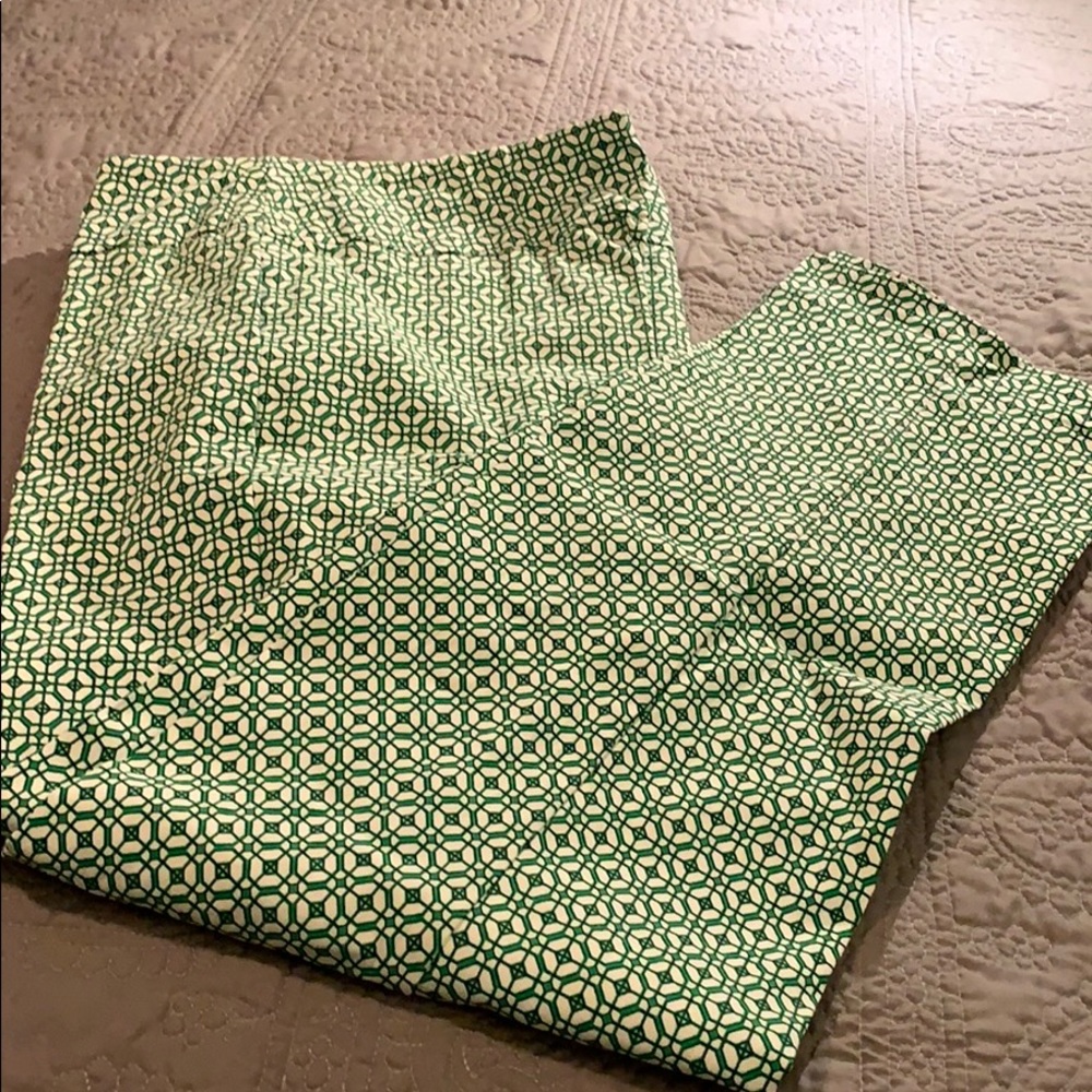 Green and white pull on style pants